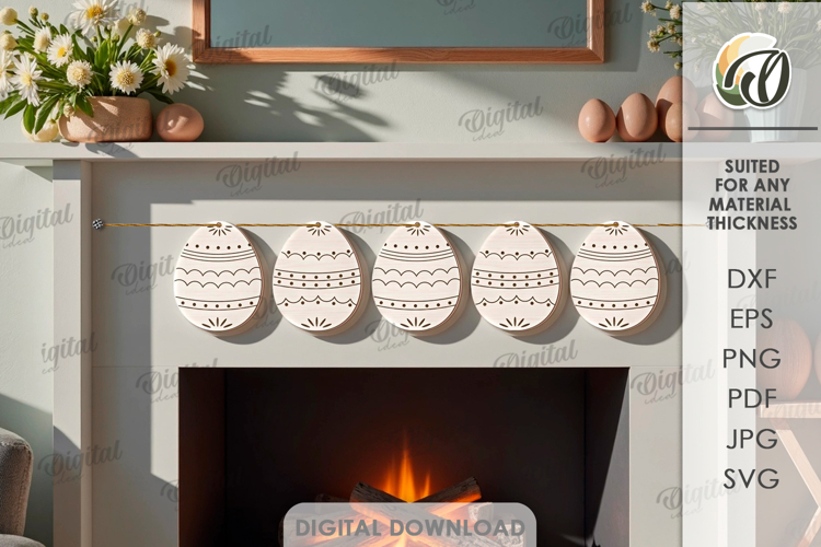 Easter Banner Laser Cut. Easter Garland SVG