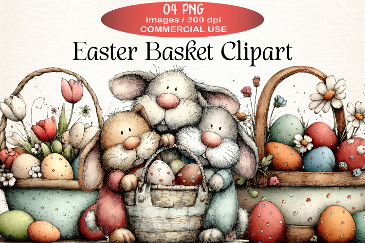 Easter Basket Clipart Sublimation PNG