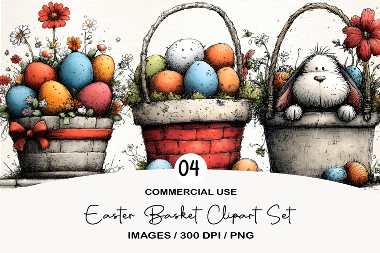 Easter Basket Clipart Set Png