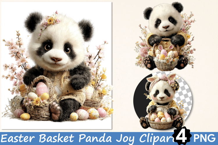 Easter Basket Panda Joy Clipart