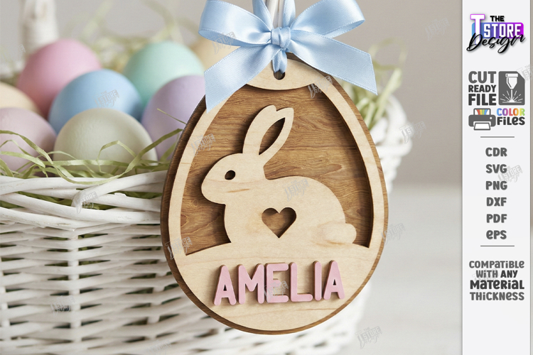 Easter Basket Tag Laser Cut | Hanging Name Tag | Gift Label