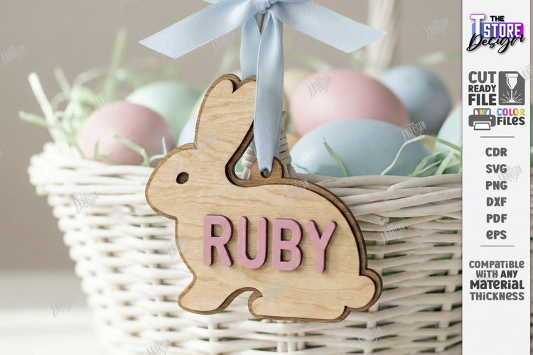 Easter Basket Tag Laser Cut | Hanging Name Tag | Gift Label