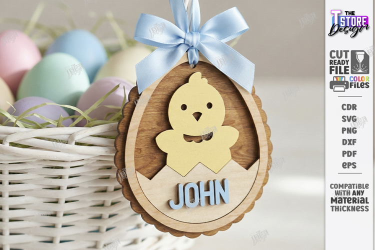 Easter Basket Tag Laser Cut | Hanging Name Tag | Gift Label