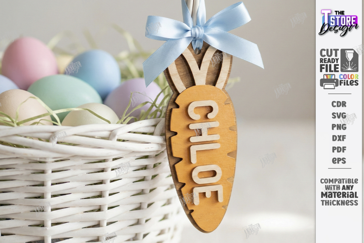 Easter Basket Tag Laser Cut | Hanging Name Tag | Gift Label