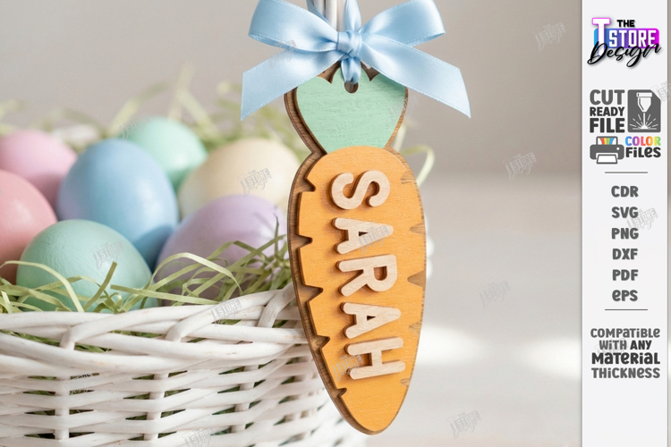 Easter Basket Tag Laser Cut | Hanging Name Tag | Gift Label