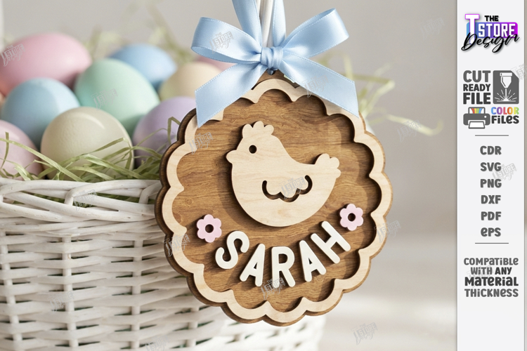 Easter Basket Tag Laser Cut | Hanging Name Tag | Gift Label