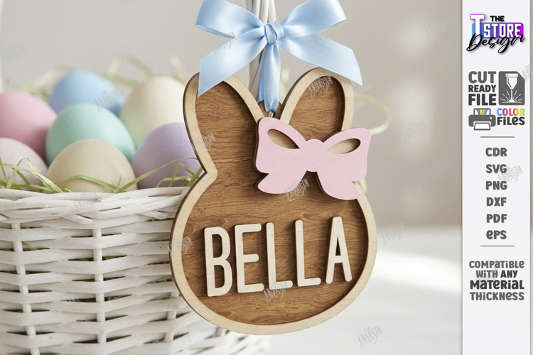 Easter Basket Tag Laser Cut | Hanging Name Tag | Gift Label