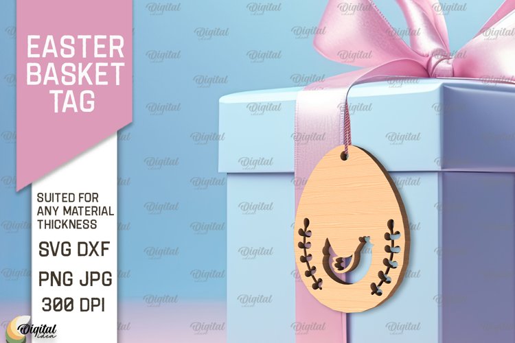 Easter Basket Tag SVG. Easter Laser Cut