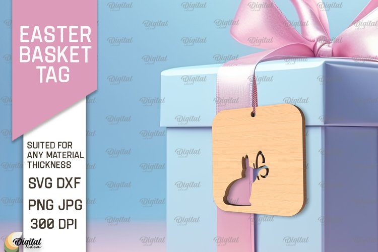 Easter Basket Tag SVG. Easter Laser Cut example image 1