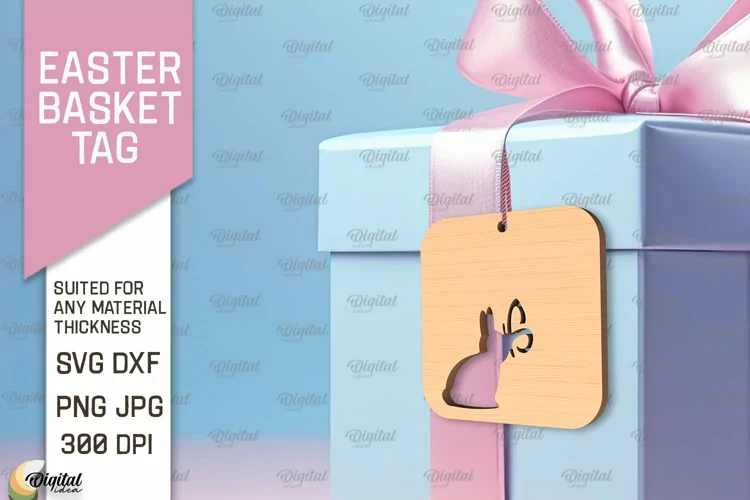 Easter Basket Tag SVG. Easter Laser Cut