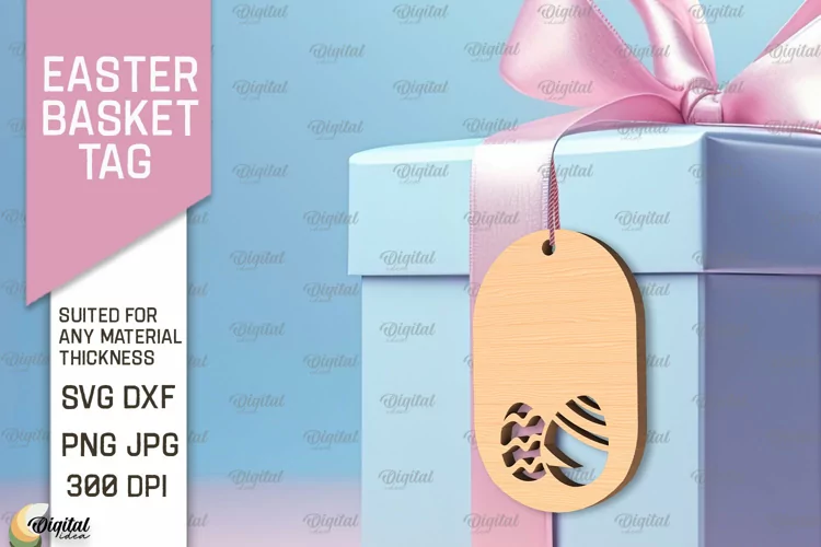 Easter Basket Tag SVG. Easter Laser Cut