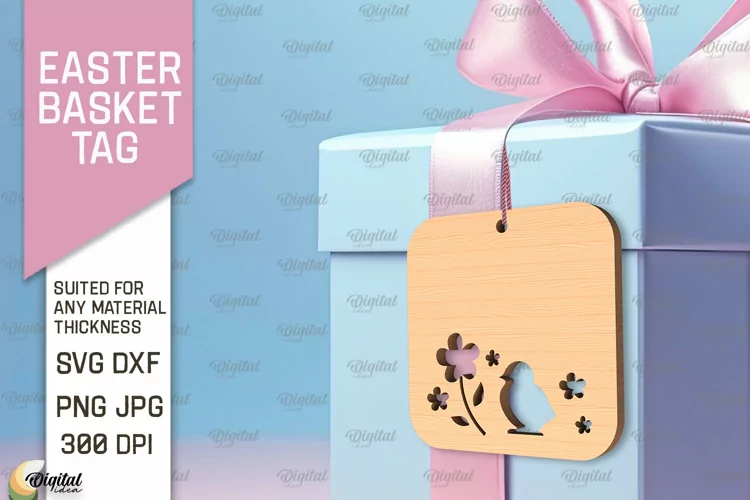 Easter Basket Tag SVG. Easter Laser Cut