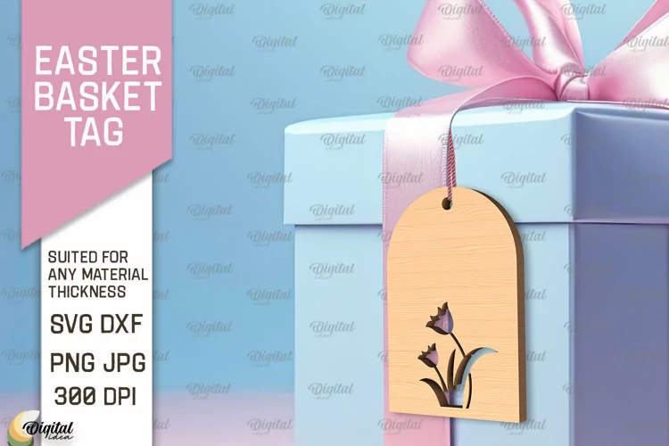 Easter Basket Tag SVG. Easter Laser Cut