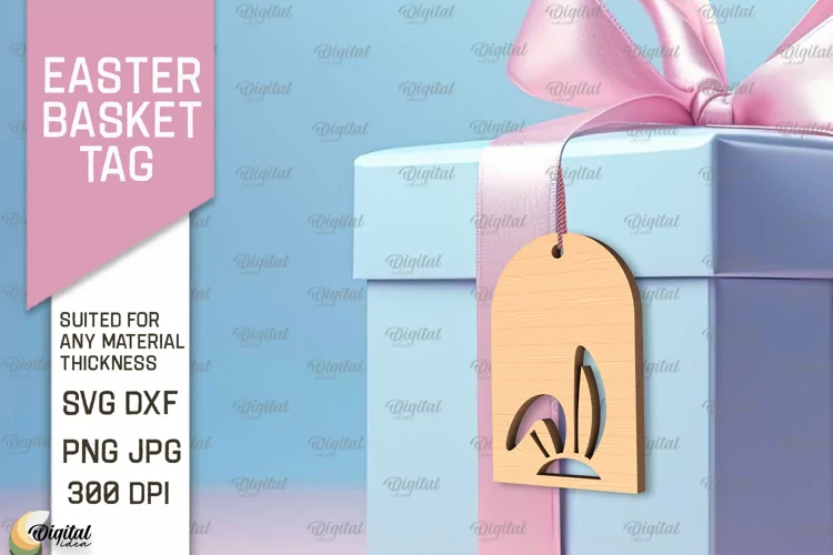Easter Basket Tag SVG. Easter Laser Cut