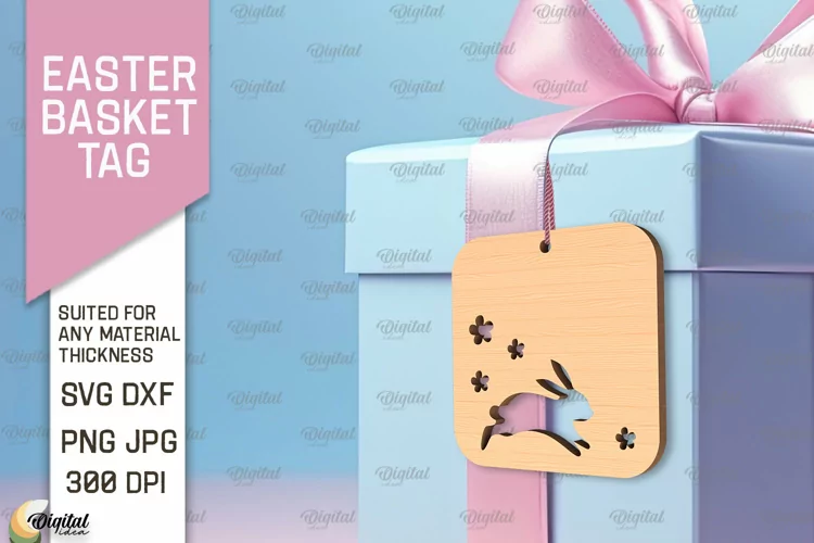 Easter Basket Tag SVG. Easter Laser Cut