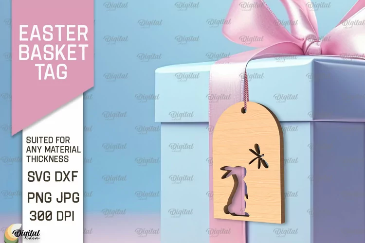 Easter Basket Tag SVG. Easter Laser Cut