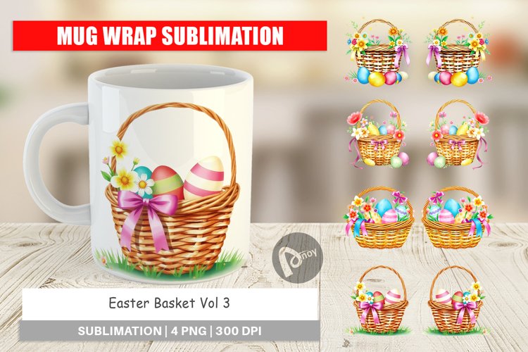 Mug Wrap Design Easter Basket example image 1