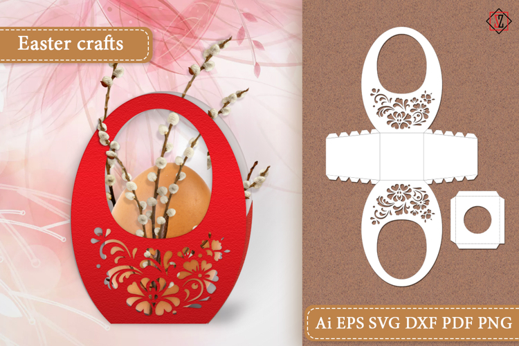 Easter Basket with cut flowers / Cut out