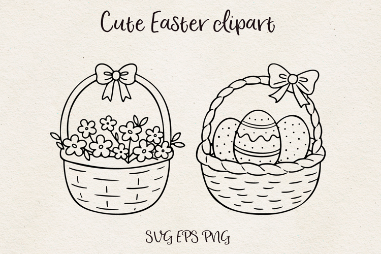 Easter Basket Clipart SVG PNG EPS Spring Basket Flowers East