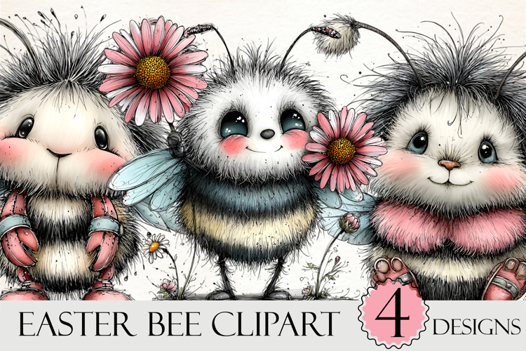 Whimsical Easter Bee Clipart