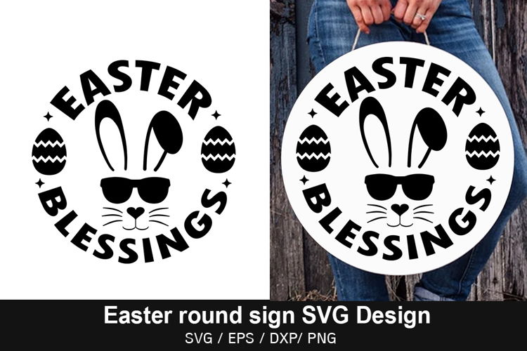 Easter Blessings - Easter Round Sign Design