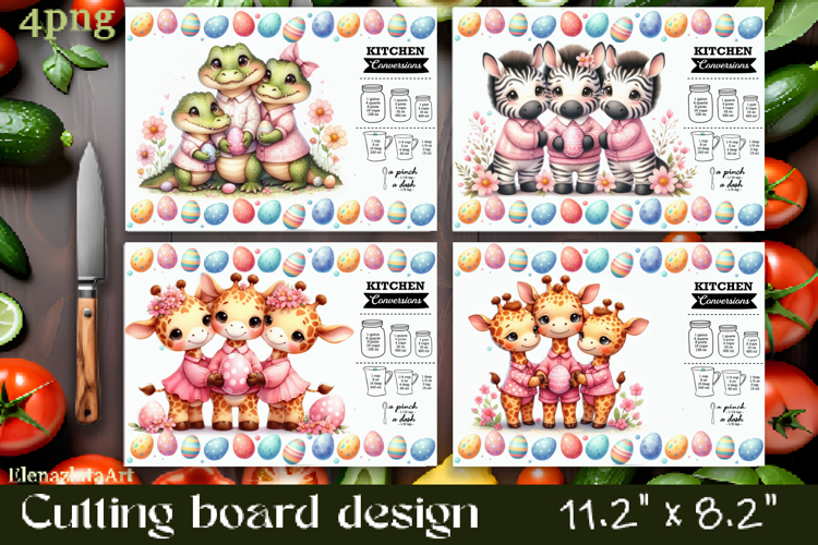 Easter Cutting Board PNG African Animals Kitchen Design