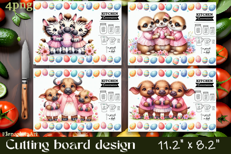 Easter Cutting Board PNG African Animals Kitchen Design