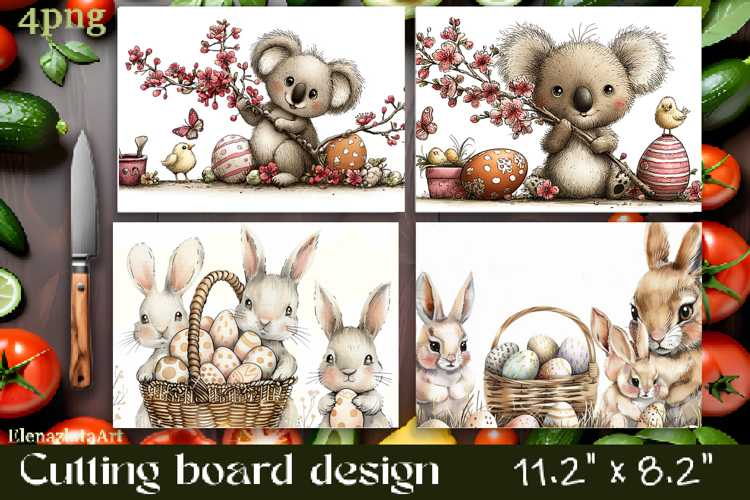 Easter Bunny Cutting Board PNG, Kitchen Cutting Board Design