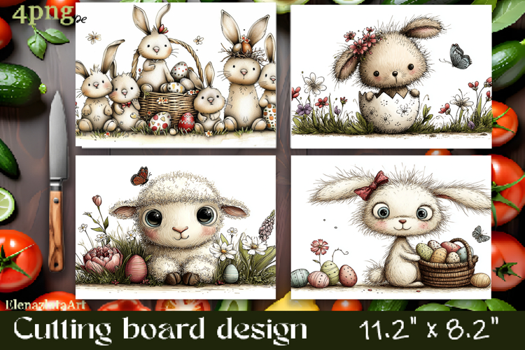 Easter Bunny Cutting Board PNG, Kitchen Cutting Board Design