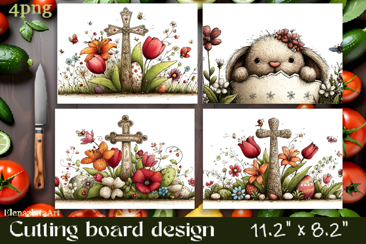 Easter Bunny Cutting Board PNG, Kitchen Cutting Board Design