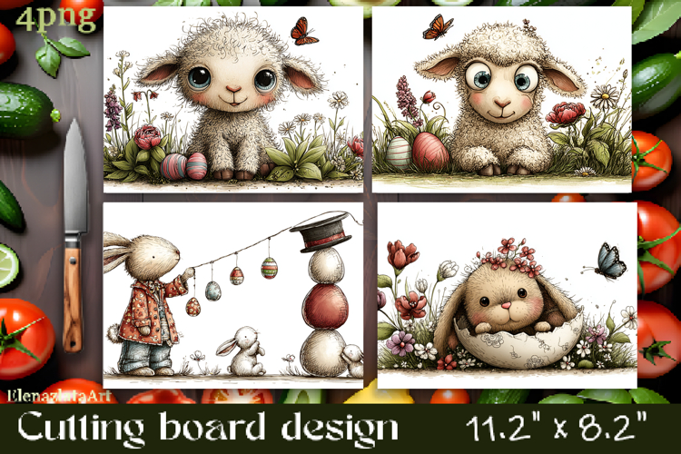 Easter Bunny Cutting Board PNG, Kitchen Cutting Board Design