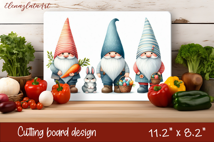 Easter gnome Cutting Board PNG, Kitchen Cutting Board Design