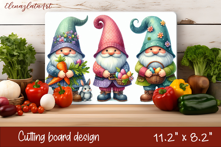 Easter gnome Cutting Board PNG, Kitchen Cutting Board Design