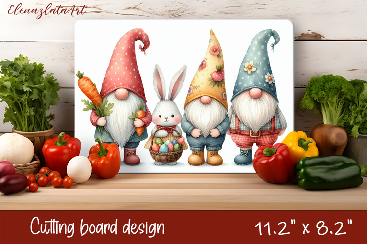 Easter gnome Cutting Board PNG, Kitchen Cutting Board Design