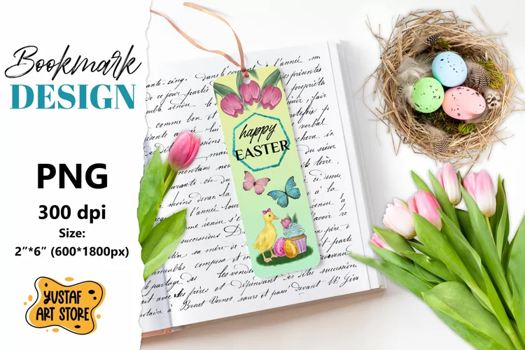 Happy Easter Bookmark printable. Easter duck bookmark