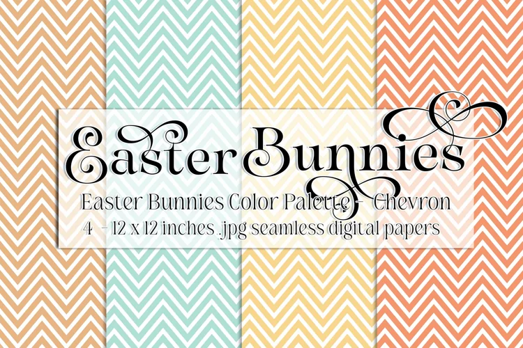 Easter Background, Easter Bunnies CP Chevron 12x12 Papers 1