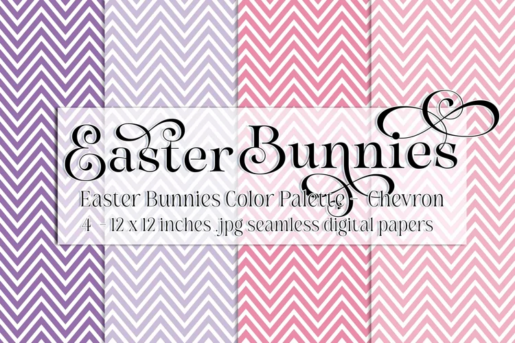Easter Background, Easter Bunnies CP Chevron 12x12 Papers 2