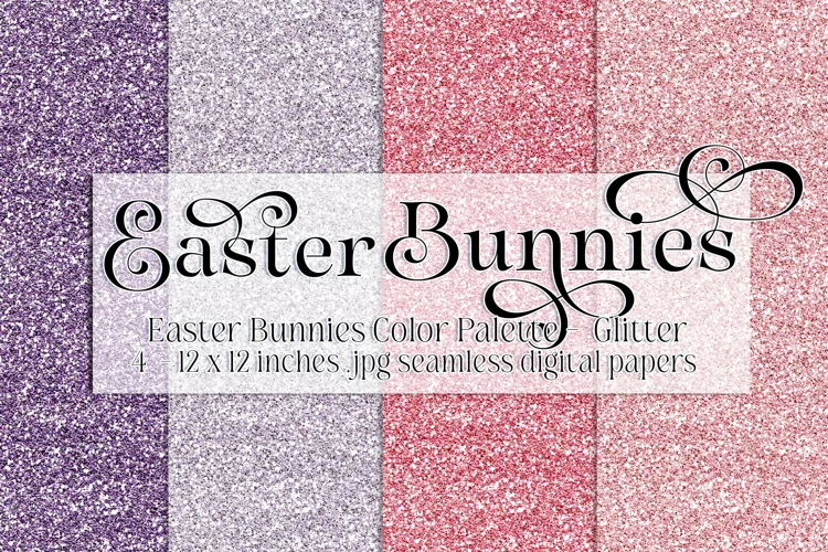 Easter Background, Easter Bunnies CP Glitter 12x12 Papers s2
