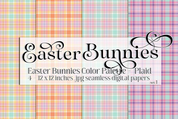 Easter Background, Easter Bunnies CP Plaid 12x12 Papers s1