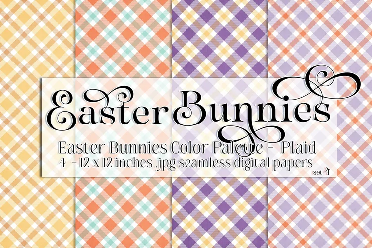 Easter Background, Easter Bunnies CP Plaid 12x12 Papers s4
