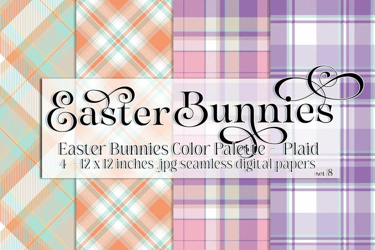Easter Background, Easter Bunnies CP Plaid 12x12 Papers s8