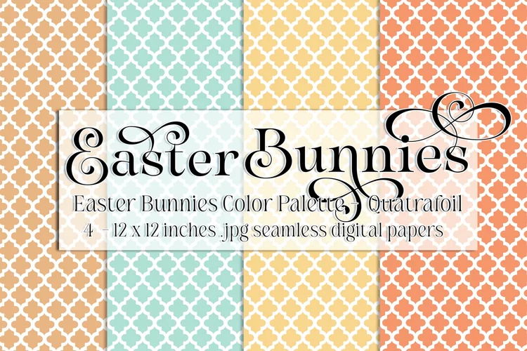 Easter Background, Easter Bunnies CP Quatrafoil 12x12 Papers