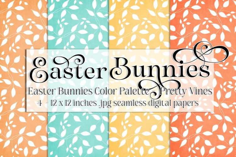 Easter Background, Easter Bunnies CP Vine 12x12 Papers 1