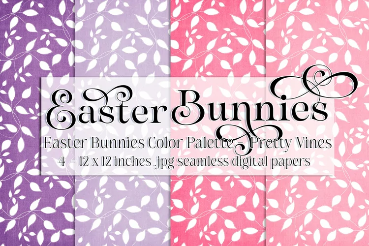 Easter Background, Easter Bunnies CP Vine 12x12 Papers 2