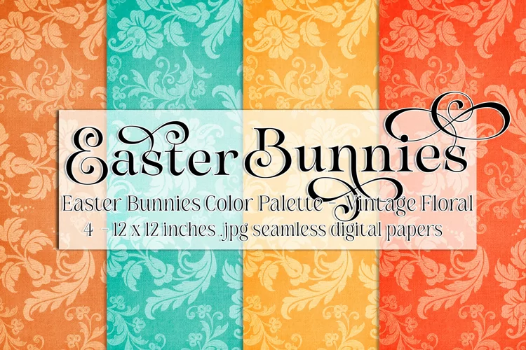 Easter Background, Easter Bunnies CP Vintage 12x12 Papers 1
