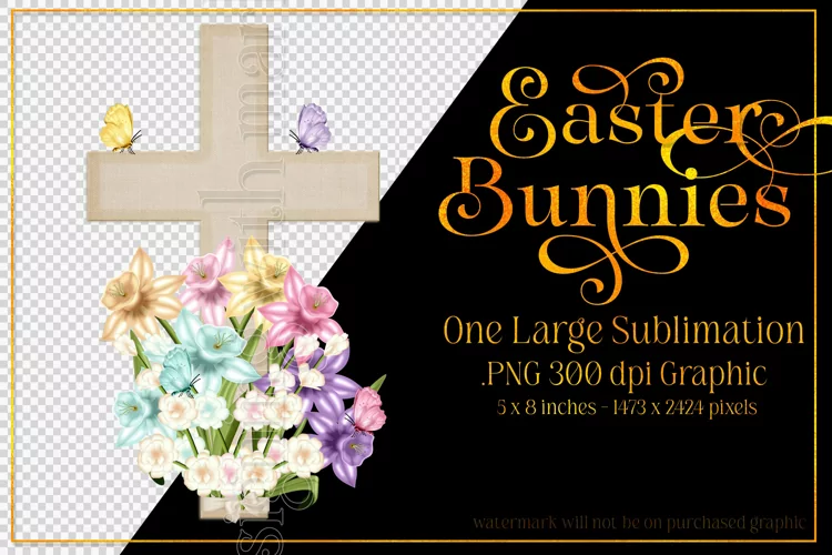 Easter Clipart, Taupe Easter Cross with Flowers PNG, d1