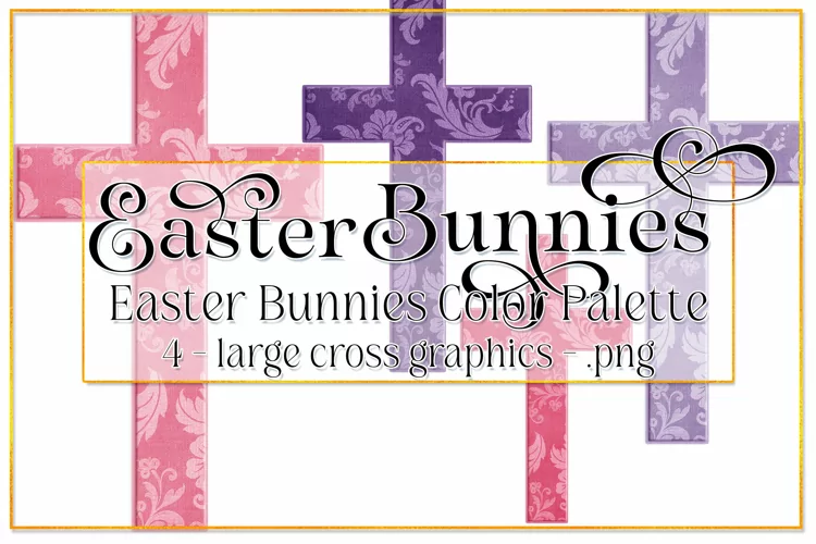 Easter Graphics, Easter Bunnies CP, Floral Cross Graphic, s2