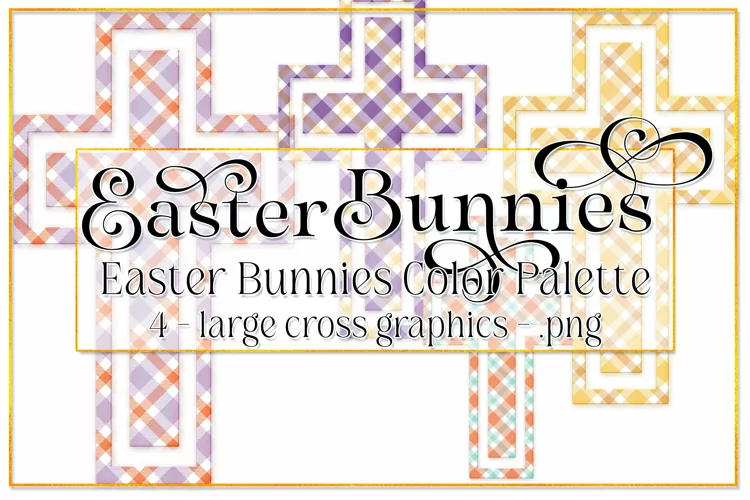 Easter Graphics, Easter Bunnies CP, Plaid Cross Graphic, s1