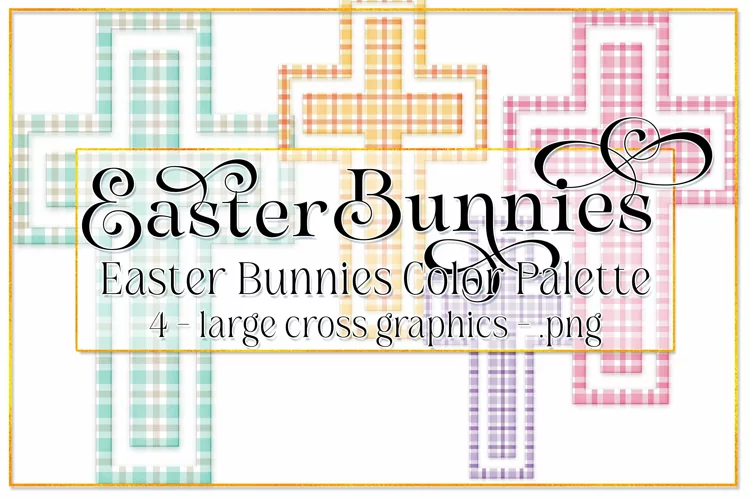 Easter Graphics, Easter Bunnies CP, Plaid Cross Graphic, s2