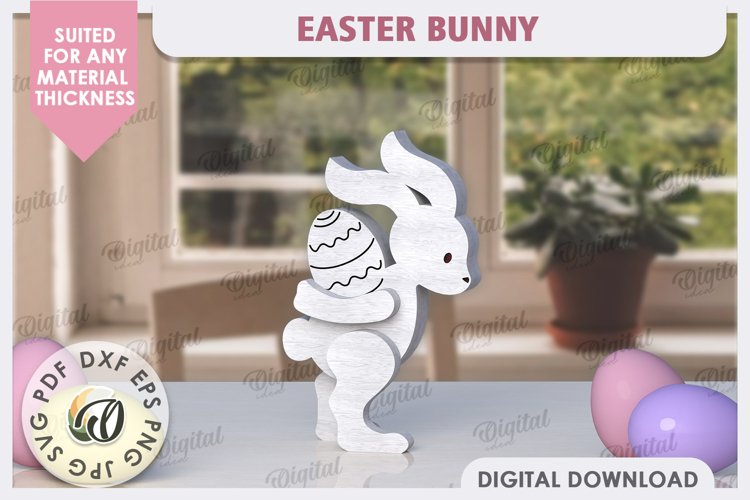 Wooden Easter Bunny Laser Cut. 3D Easter Decor SVG
